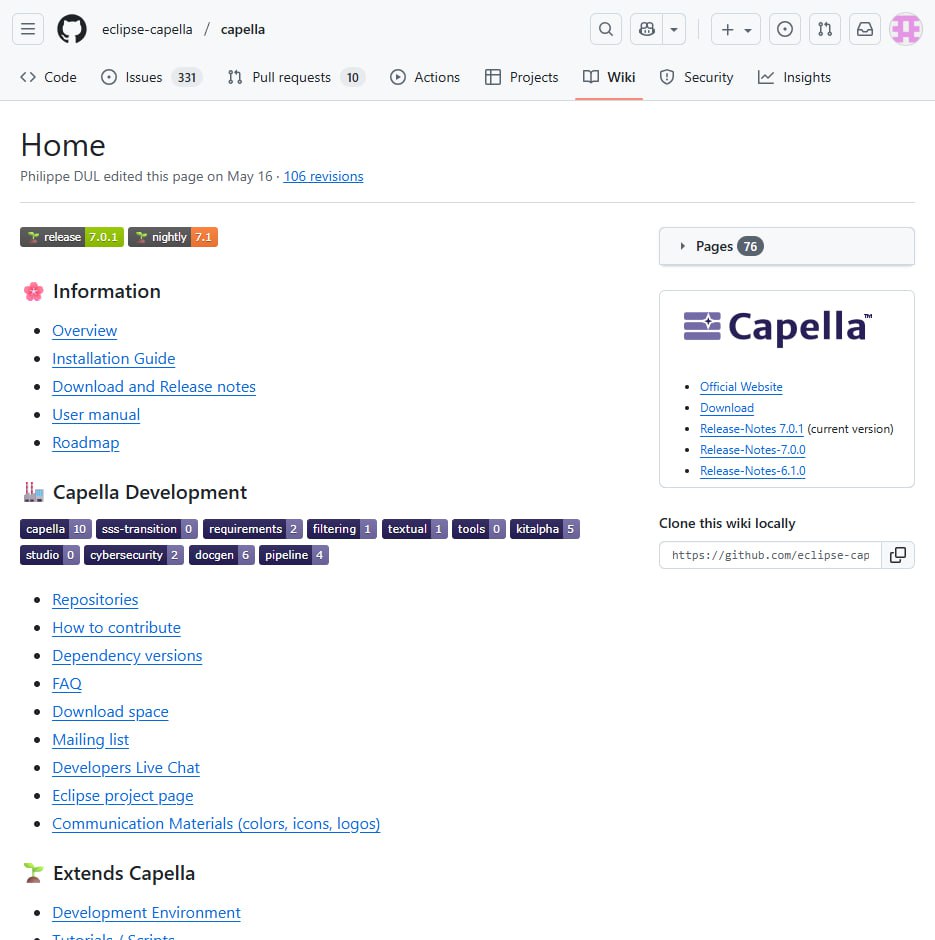 Как ведут документацию проекта в Capella