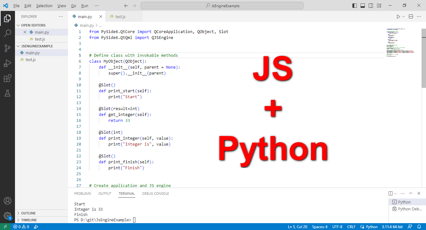 Как определить собственные JS-функции при работе с QJSEngine от PySide6